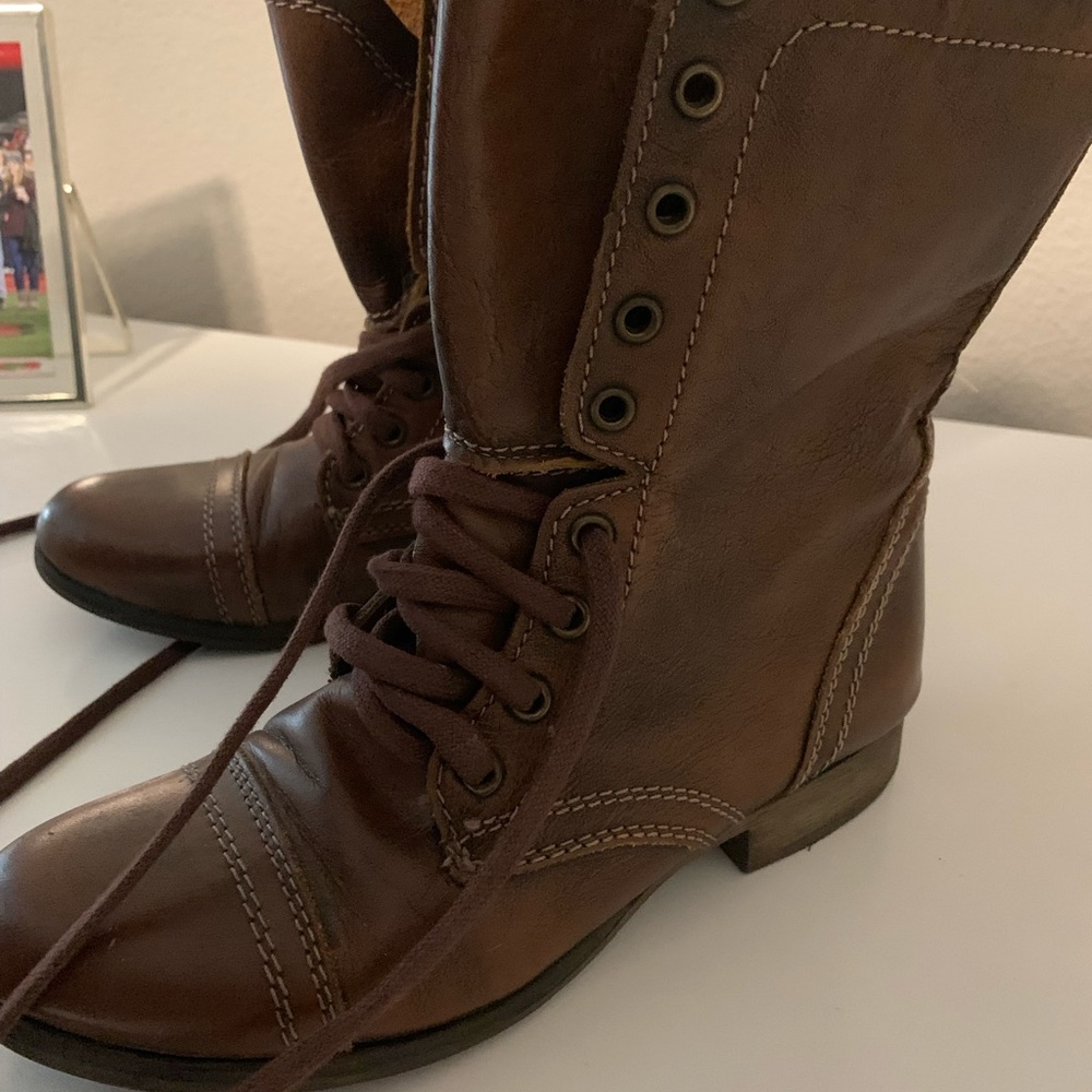 Brown Steve Madden combat boots